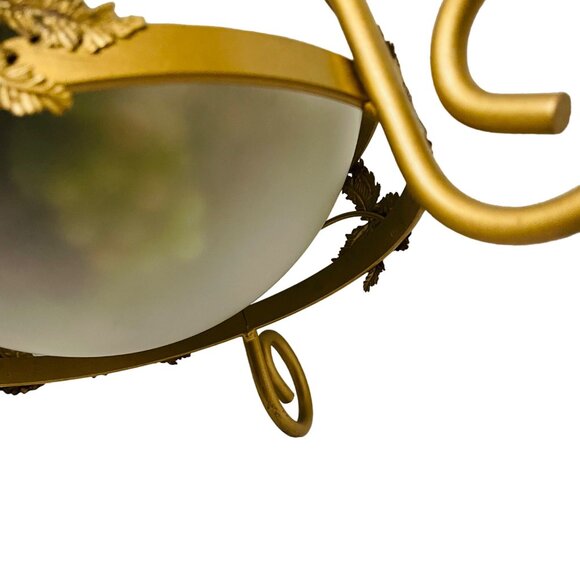 Vintage Brass Glass Fruit Bowl with Decorative Grapes Pinecone Design Elegant Ho - Picture 5 of 9